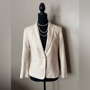 ANN TAYLOR single button blazer textured cotton jacket blazer cream sz 4 EUC